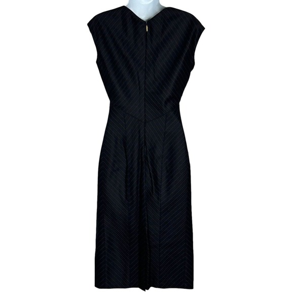 Roberto Cavalli Midi Dress Sz 44 US 8 Black Wool Pinstripe Sheath - Picture 2 of 10